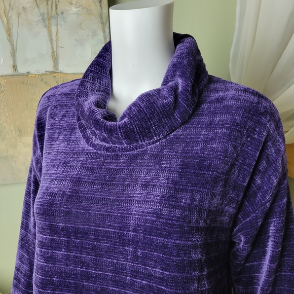 J.Jill Purple Chenille Cowl Sweater - Picture 5 of 11